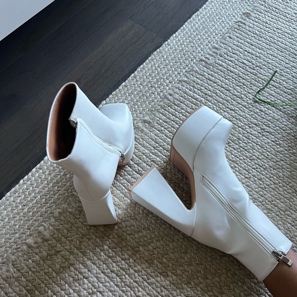 White Platform Booties - 6 inch heel